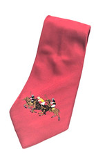 Vintage Polo Ralph Lauren Tie Mens Red Italy Hand Made Polo Players Equestrian
