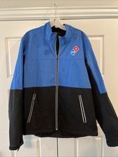 Dominos Gear Jacket Mens Medium Blue Black Full Zip Pizza Delivery Uniform