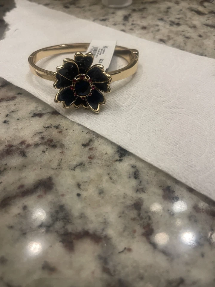 Brazalete Brazalete Guess Piedra Vidrio Tono Dorado Floral Bisagras Dorado Foto 3 de 4