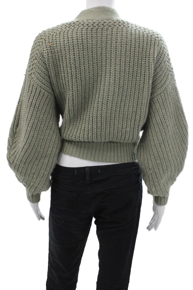 Cárdigan para mujer Zara cuello en V verde corbata manga larga bohemio talla S Foto 3 de 4