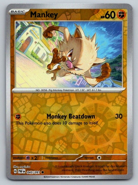 Mankey SV: Paldean Fates 045/091 NM Reverse Holo