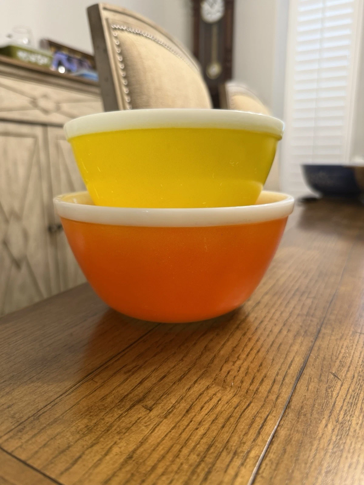 Vintage Pyrex Rainbow Mixing Bowls Orange Yellow VGC Nesting JAJ
