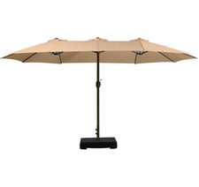 15ft Patio Umbrella with Umbrella Base Double-Sided Large Market Umbrella