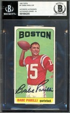 Babe Parilli Gem Mint 10 Beckett BAS Signed 1965 Topps SP Autograph