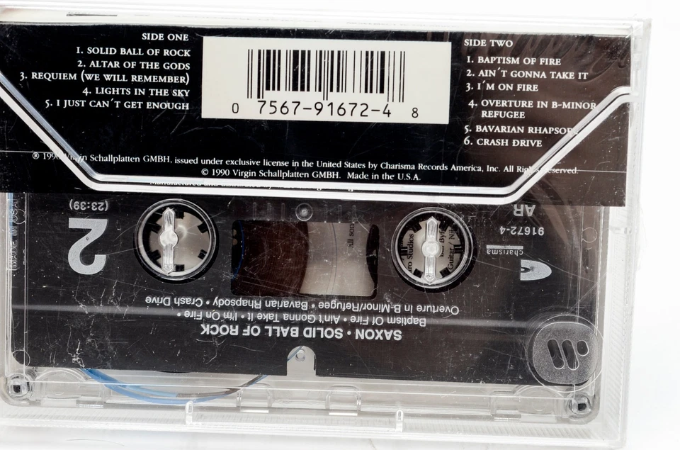 Saxon Solid Ball of Rock Cassette Tape 1990 New Sealed US Promo Heavy Metal - Image 2 of 4