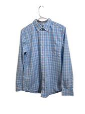 George Blue Plaid Men's Button Up Long Sleeve Classic Fit Shirt Size M