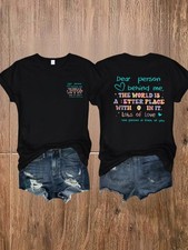 1pc Women's Y2K Style Casual Sport My Dear Person Behind Letter Print Round Nec