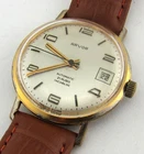 Rare Swiss Automatic Wristwatch ARVOR Dates Calendar, 21j Incabloc Goldplated