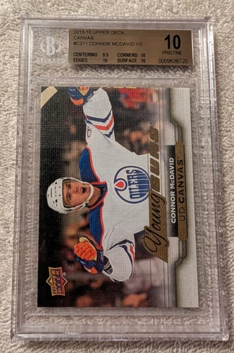2015 - 16 Upper Deck Canvas Young Guns Connor McDavid C211 Beckett 10