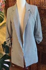 Rachel Zoe Black  White Open 3/4 Sleeve Blazer Size XS Open Collared Long RHOBH