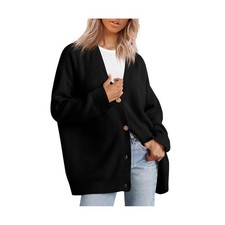 Women's Cardigan Sweaters Open Front Oversized Button V Neck Loose Soft Knit Out