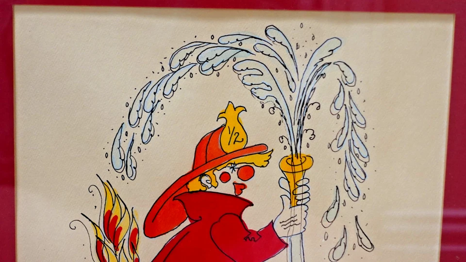 Original Fireman Clown Artwork 16" x 21" - Image 3 of 4