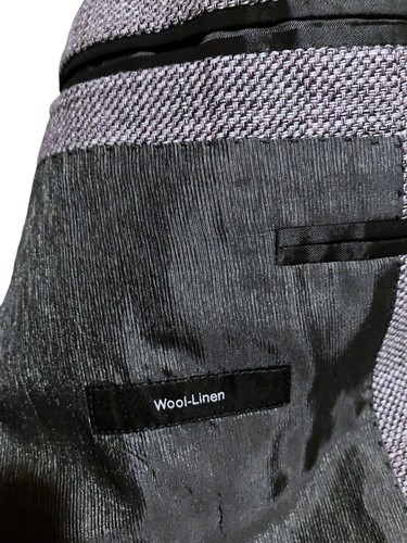 Hugo Boss Linen Wool Mens Blazer 40 Jacket Blazer Sport Coat Tweed Purple - Picture 12 of 17