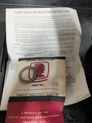 #ad #ad Tecumseh Short Block Engine #750426A NOS OEM $149.99
