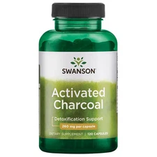 Swanson Activated Charcoal Capsules, 520 mg (120 Capsules)