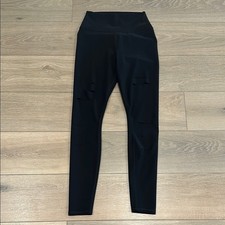 ALO YOGA Black High Waist Ripped Warrior Active Gym Workout Leggings Size Medium