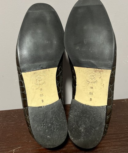 Amalfi braune Leder Halbschuhe Schuhe Kunstleder Krokodil-geprägte Quasten Größe 9,5B - Bild 6 von 7