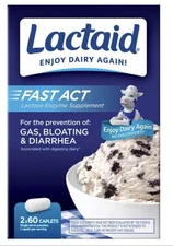 Lactaid Fast Act Lactose Intolerance Relief Caple, 120 Count
