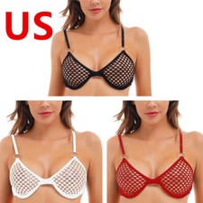 Women Bra Tops Hollow Out Mesh Unlined Transparent Fishnet Lingerie Brassiere