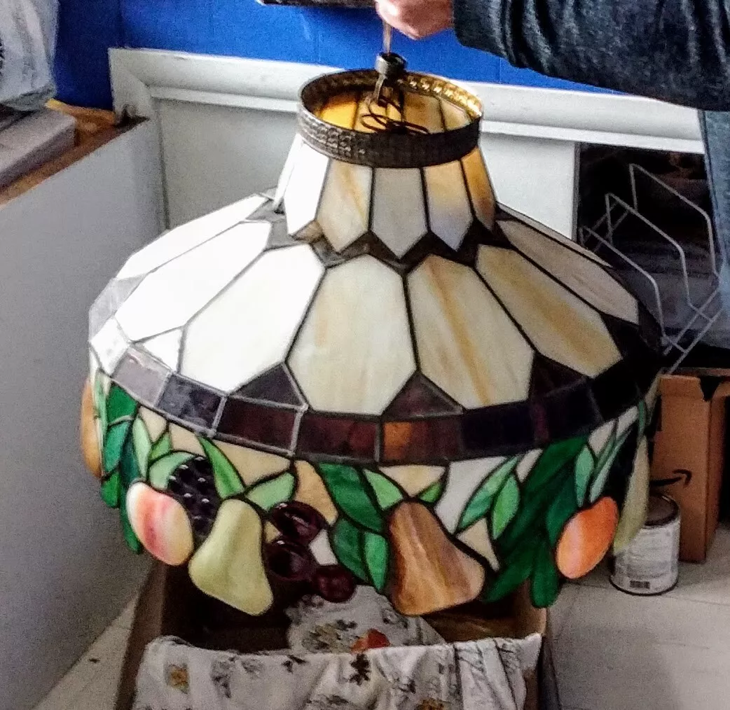 Fruit stained sale glass hanging lamp