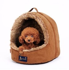 New Warm Brown Luxurious High Quality Pet Dog Cat Tent House Bed Puppy Size S,M