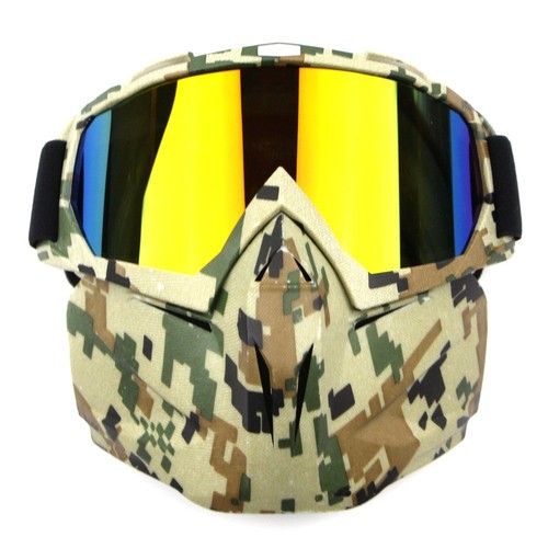 Motorcycle Goggles Detachable Modular Shield Face ATV MX Racing Ski Helmet Mask - Picture 11 of 16