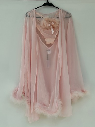 Pink 3 piece chemise, robe & knicker set Bettie Page x Playful Promises UK 18