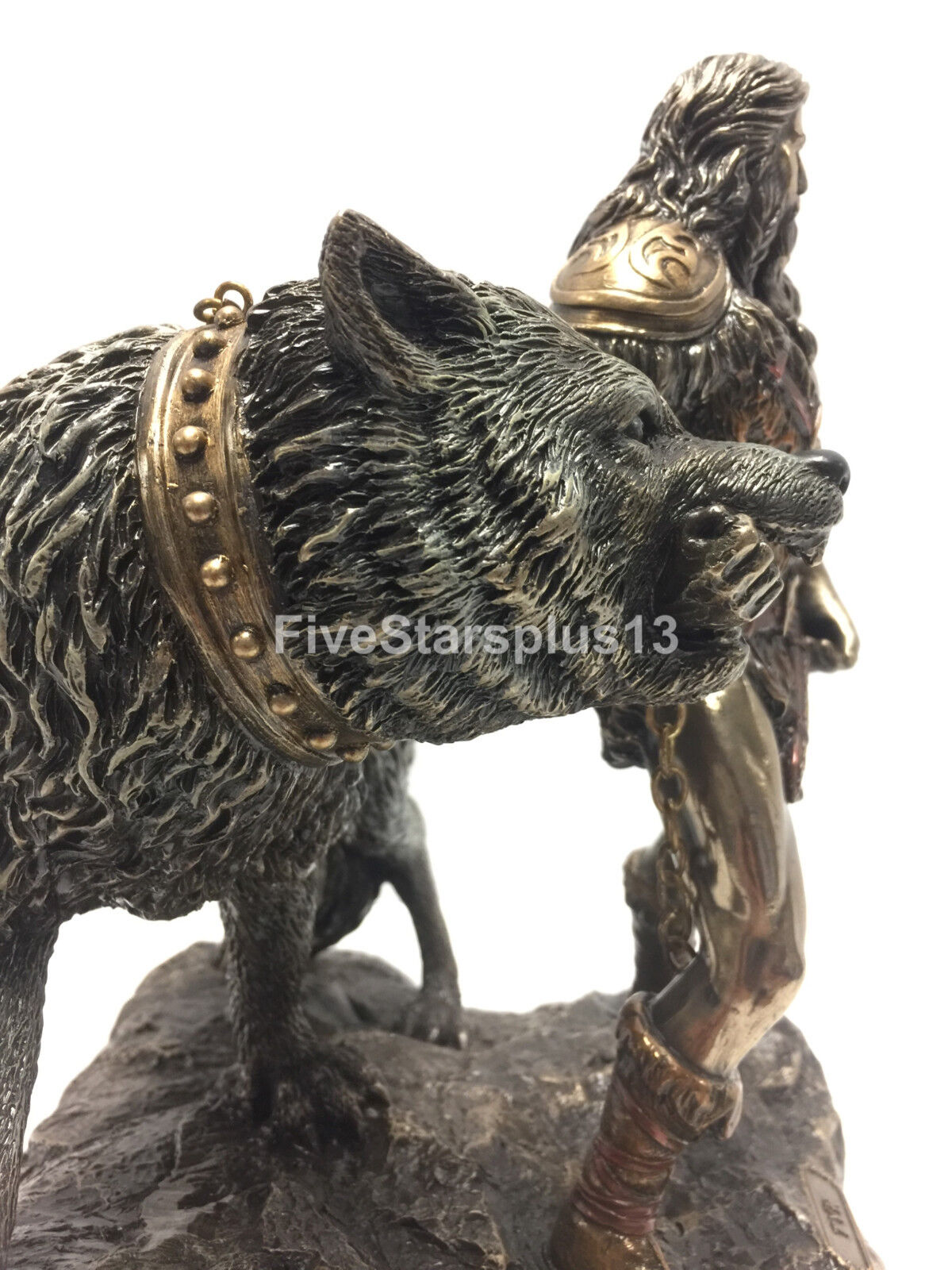 God of War Tyr Figurine With Fenrir Bronze Hand-painted 