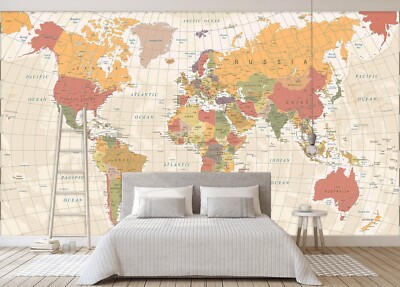 3D Flat Map ZHUA50903 Wallpaper Wall Murals Removable Self-adhesive Ann