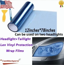 12"x78" Headlight Taillamp Transparent Light Blue Len Vinyl Protection Wrap Film