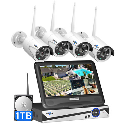 Hiseeu 5MP 10Ch NVR Monitor WiFi Security Camera Wired CCTV System Audio 1T HDD