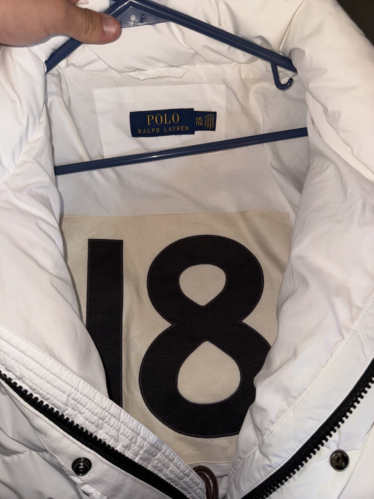 PONY Polo Ralph Lauren Alpine World Cup Racing Down Tampone Bianco TG XXL
