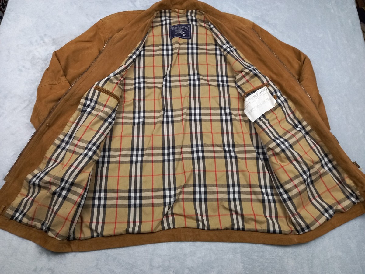 Vtg 80s BURBERRYS Brown 100% Leather Cotton Lined Nova Check