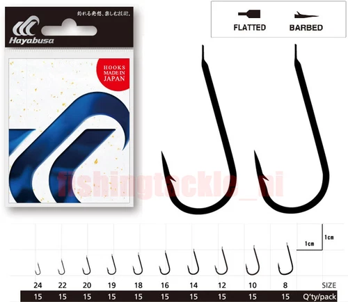 Hayabusa CHK128 15pk Japanese Match Fishing Hooks Chika Black Nickel Spade End