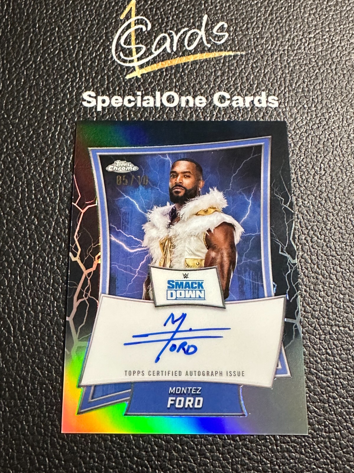 2025 Topps WWE Chrome Montez Ford 05/10 Blue Brand Auto Black Refractor-HYS46