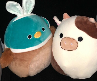 Squishmallows 8'' INCH EASTER 2022 DAKSA DUCK & RONNIE COW BNWT RARE HTF