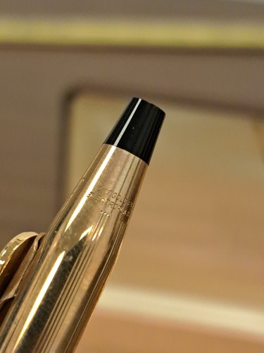 Vintage CROSS 10k Gold Filled Pen Pencil SET & Box Both Work USA Advertising - Picture 3 of 10