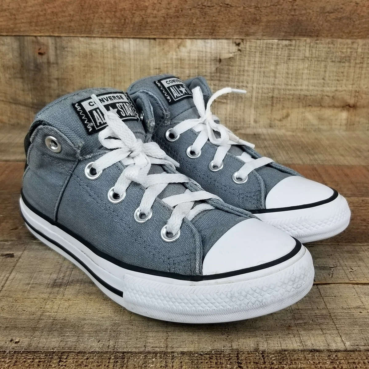 Converse Ctas Axel Mid Junior Sz 2 668439F Gray Black Sneakers