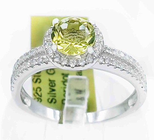 GENUINE 0.95 Cts PERIDOT & WHITE SAPPHIRE RING .925 Sterling Silver *Made in USA