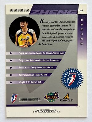 Haixia Zheng 1997 Pinnacle Inside WNBA RC #46 - Los Angeles Sparks