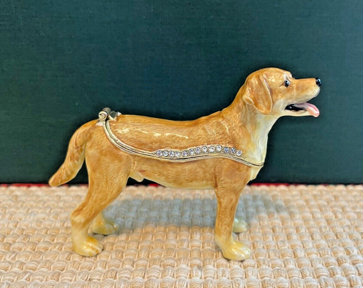 Yellow Labrador Dog Collectible Trinket Box, enameled, NIB So Cute!