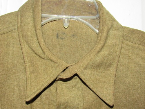 Vintage 40s WW2 US Army Wool Button Dress Shirt with Patch - Picture 5 of 8