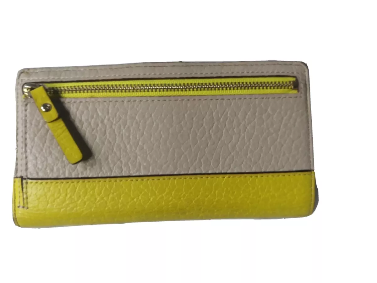 Kate Spade Leather Wallet Tan Yellow Spencer Leather Bifold