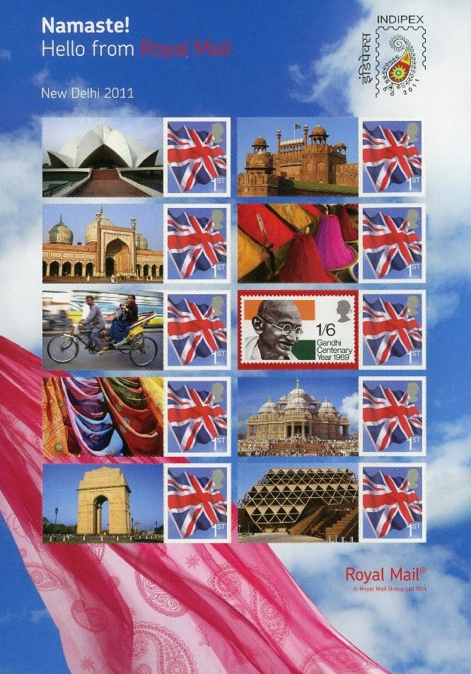 Great Britain - "ARCHITECTURE ~ MAHATMA GANDHI ~ INDIPEX 2011" Mint Smiler Sheet - Image 3 of 3