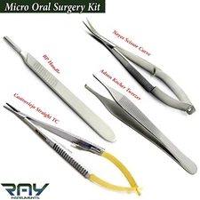 Dental Oral Surgery Kit Suture Needle Holder Forceps Tweezer Tissue Cut Scissor