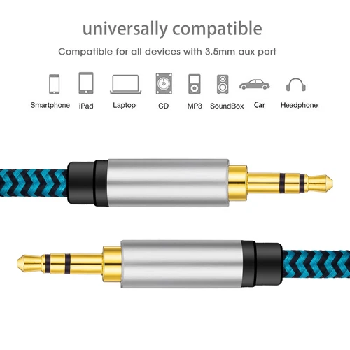 Aux Cord 25ft, Nylon Braided 3.5mm Audio Cable Headphone Cable 3.5mm Male to - Picture 2 of 12