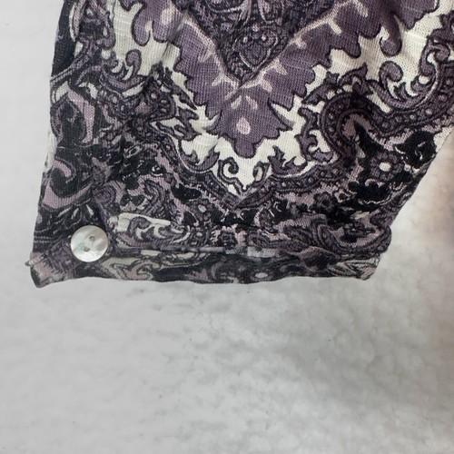 Lucky Brand L viola nero paisley boho contadino top pizzo nappa cravatta manica lunga - Foto 8 di 15