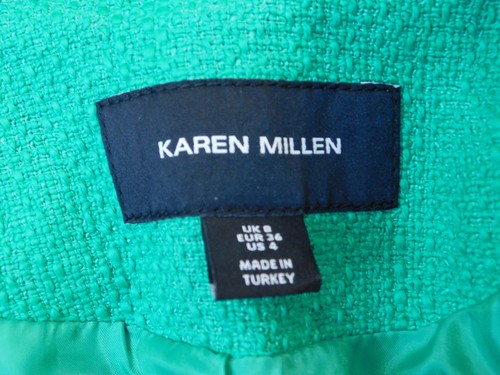 KAREN MILLEN Women's Kelly Green Cotton Blend Double Breasted Gold Tone Butto... - Picture 7 of 7