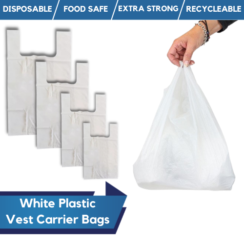 Plastic Vest Carrier Bags White Plastic Heavy Duty Bags Reusable Shopping Bags eBay