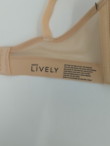 2 reggiseno vivace taglia 36DDD finitura in rete senza fili mandorla tostata nudo - Foto 4 di 4